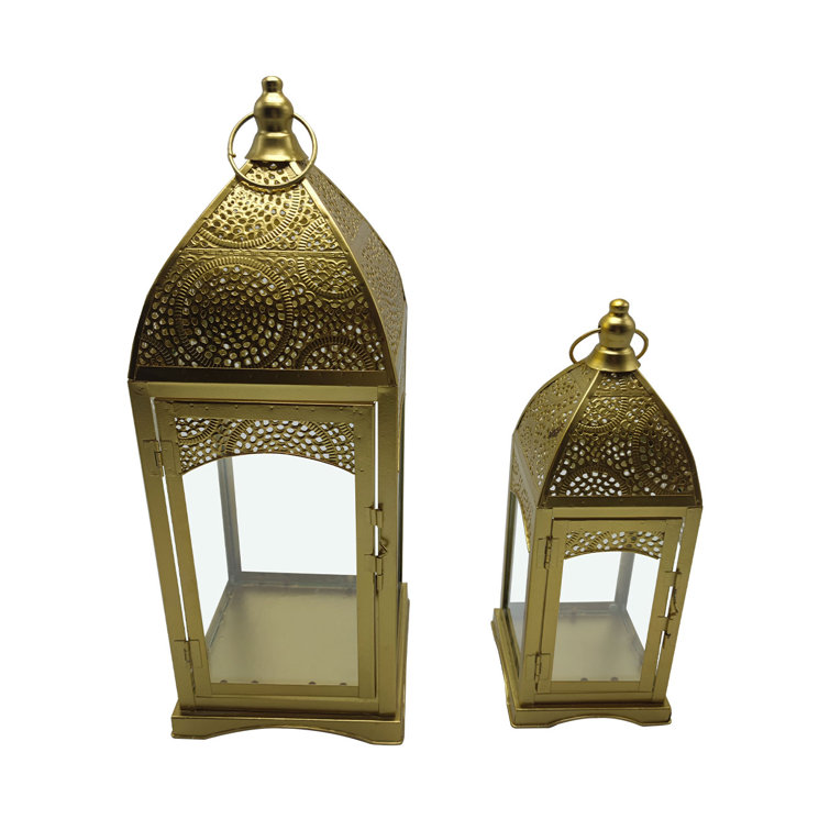 Latitude Vive 2 Piece Brass Tabletop Lantern Set Wayfair.co.uk